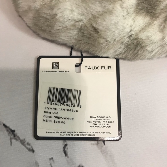 NWT Laundry by Shelli Segal Faux Fur Bucket Hat Grey and White - Picture 4 of 4